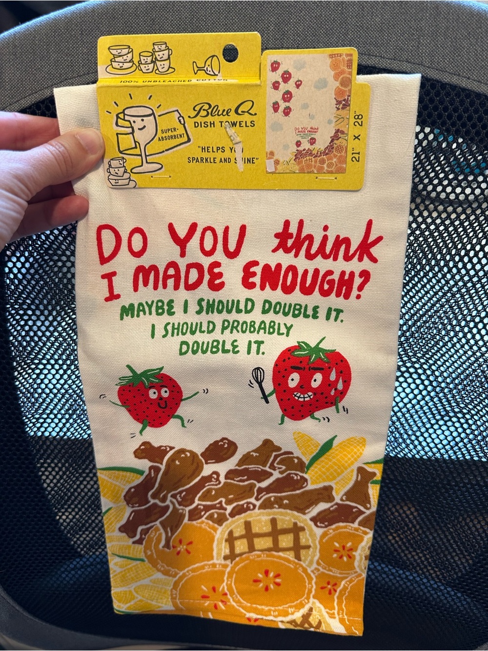 NEW Blue Q Dish Towel - "Do You Think I Made Enough?" - Red, Green,Yellow. Retro